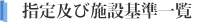 指定及び施設基準一覧